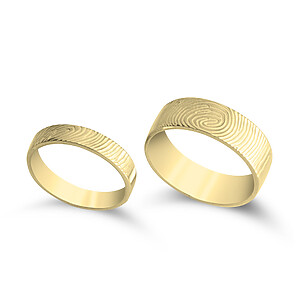 Couple Ring Erinnerungsstück Partnerringe Erinnerungsschmuck Personalisierte Ring Gravur Fingerabdruckring Fingerprint Gedenkschmuck Trauerschmuck Gold