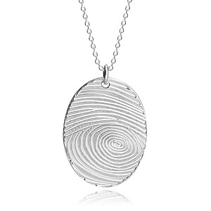 Fingerabdruck Schmuck Kette Erinnrungsschmuck Trauerschmuck Fingerprint Silber Personalisiert Individueller Anhaenger