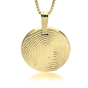 Fingerprint Fingerabdruck Gold Erinnerungsschmuck Trauerschmuck Sternenkinder Vergoldet Individueller Anhänger Rund Kette