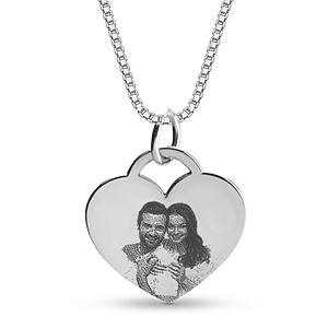 Fotoschmuck Anhaenger Individuelle Bilder Erinnerungsschmuck Photo Herzkette Fotogravur Silber Trauerschmuck Gedenken Familienfoto Liebeskette